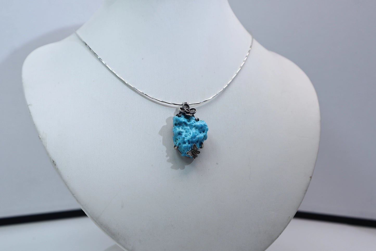 Original Butterfly Turquoise Pendant Necklace