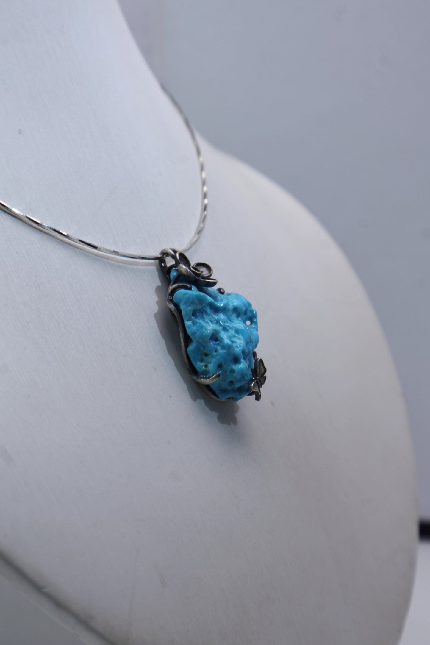 Original Butterfly Turquoise Pendant Necklace