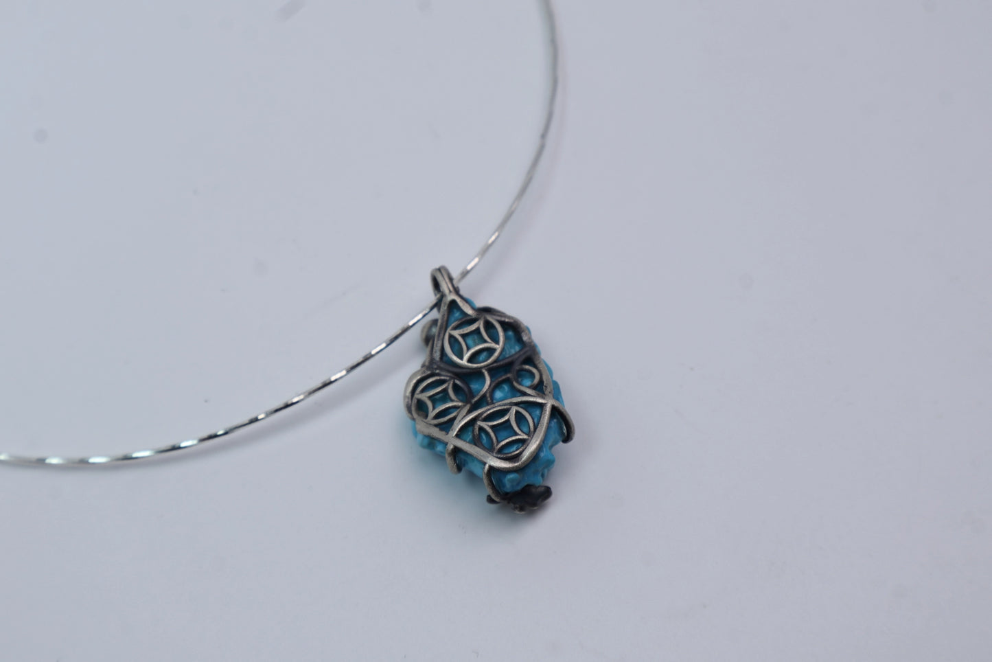 Original Butterfly Turquoise Pendant Necklace