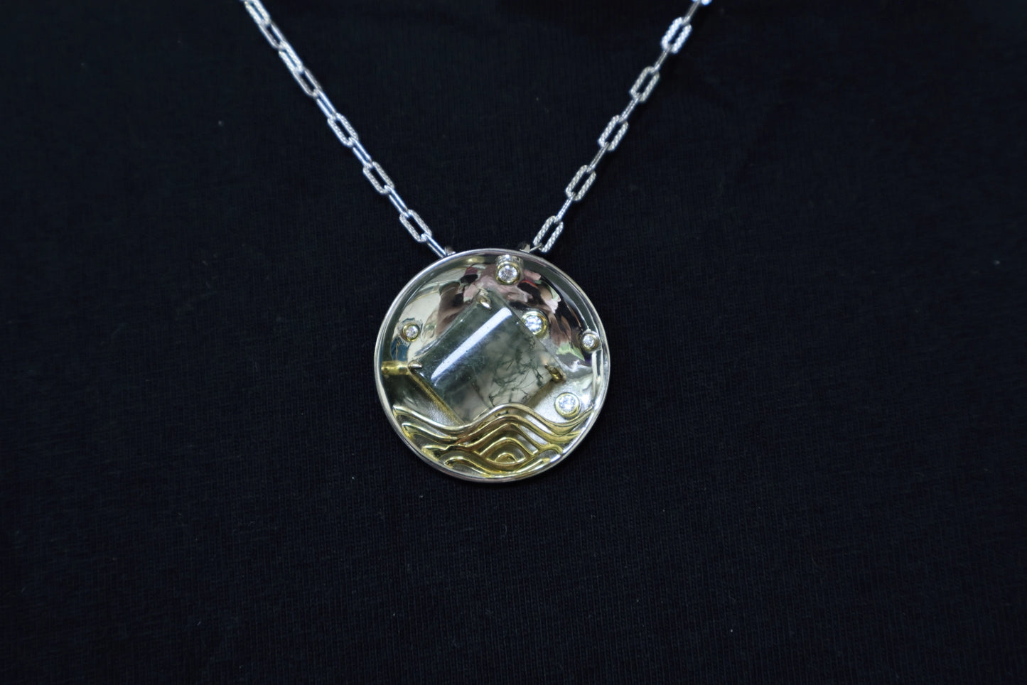 Original Moss Agate Pendant Necklace 925 Sterling Silve