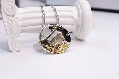 Original Moss Agate Pendant Necklace 925 Sterling Silve