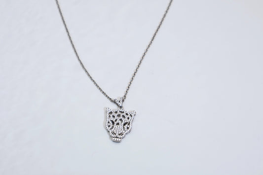 Pavé CZ Panther Head Pendant Necklace 925 Sterling Silver
