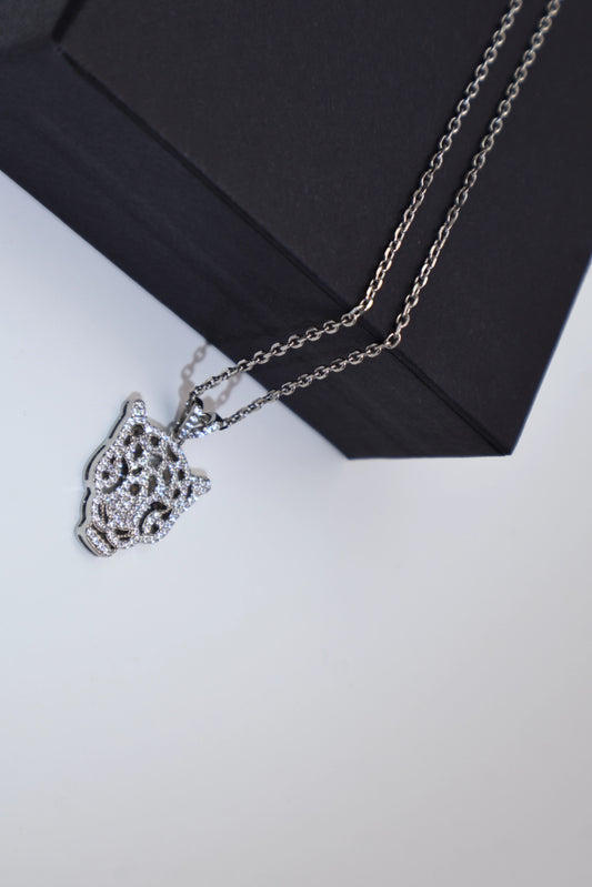 Full Zircon Leopard Head Pendant 925 Silver Unisex Statement Wholesale View 2