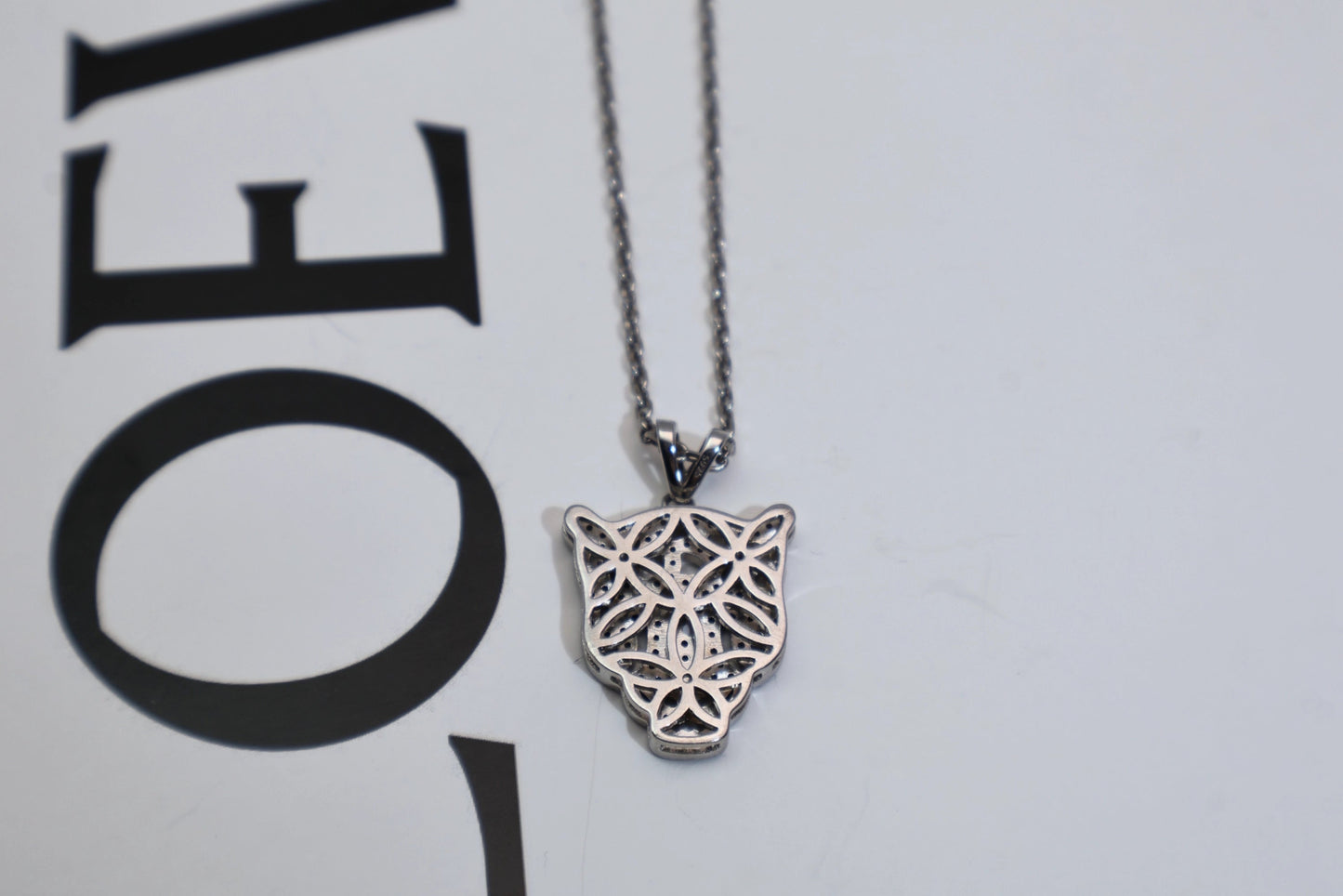 Pavé CZ Panther Head Pendant Necklace 925 Sterling Silver