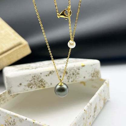 Minimalist style 11mm Tahitian Pearl Necklace