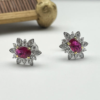 Red Corundum Stud Earrings
