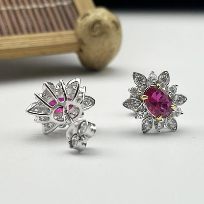 Red Corundum Stud Earrings