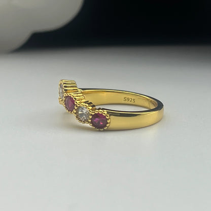 V-Shaped Red Steel Ring