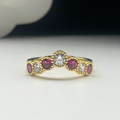 V-Shaped Red Steel Ring