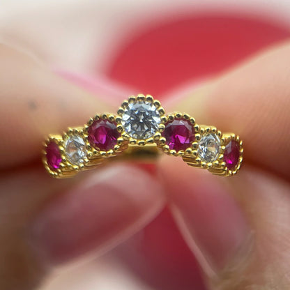 V-Shaped Red Steel Ring