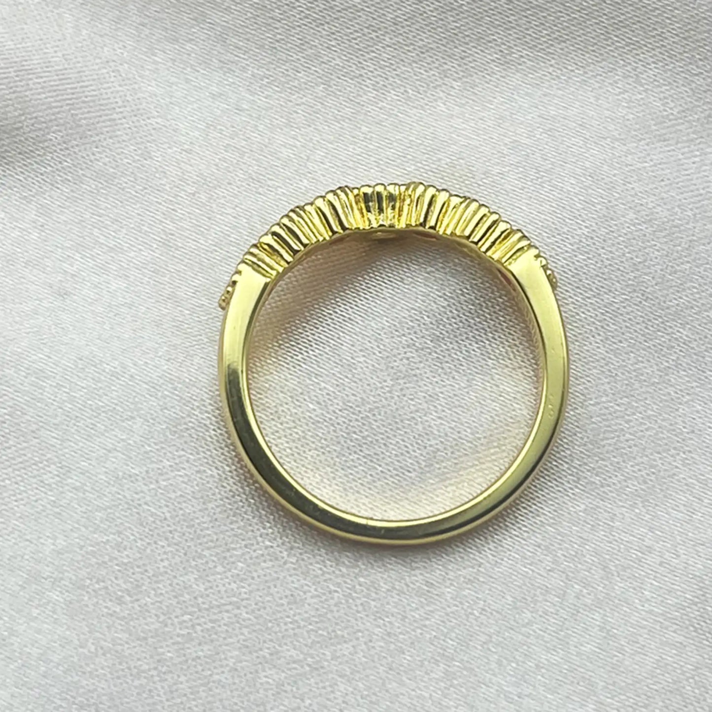 V-Shaped Red Steel Ring