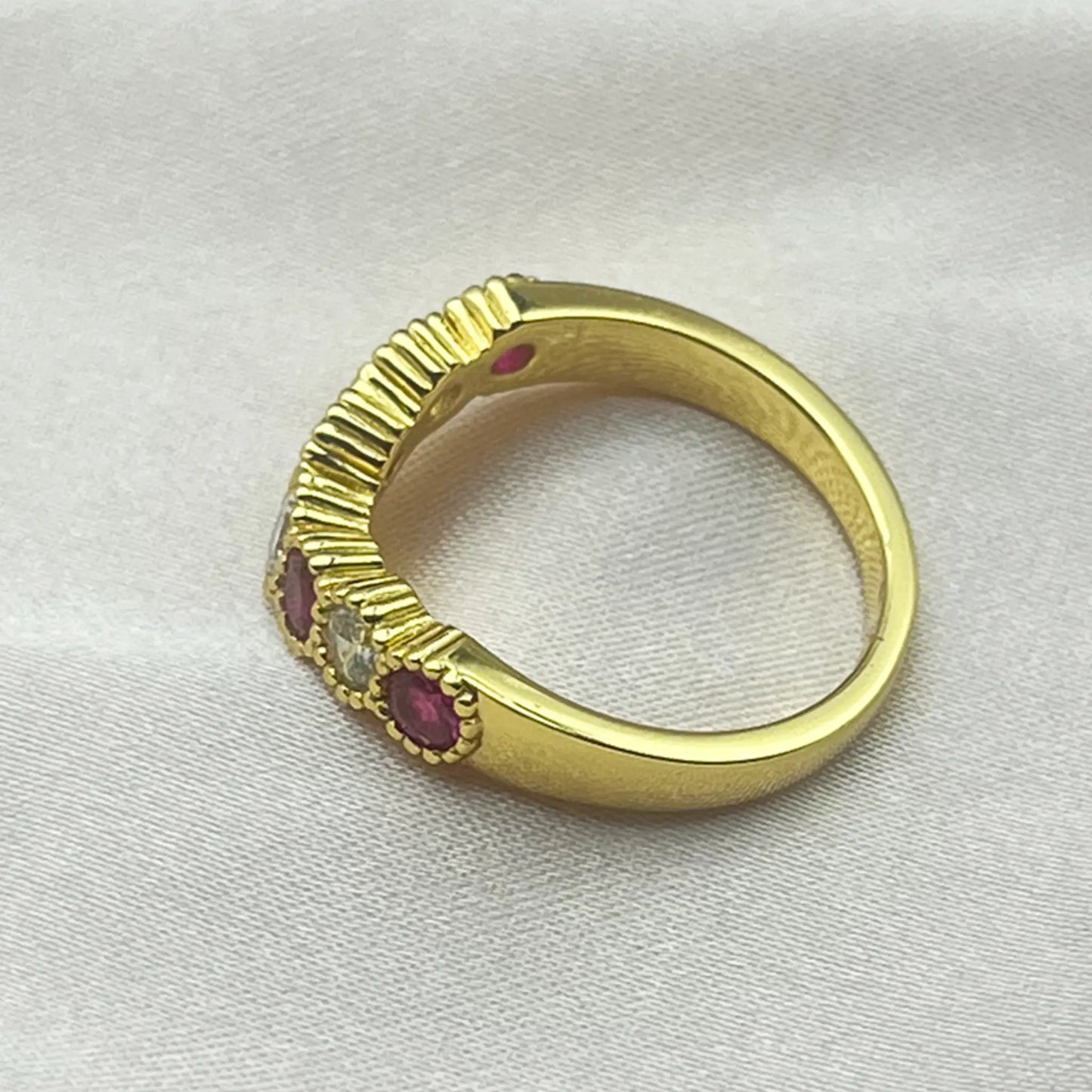 V-Shaped Red Steel Ring