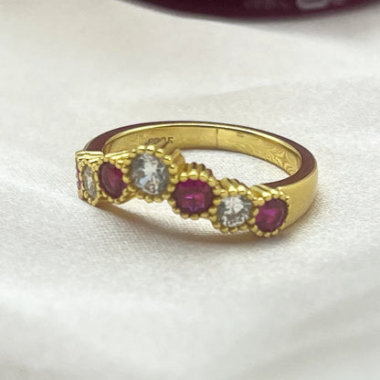 V-Shaped Red Steel Ring