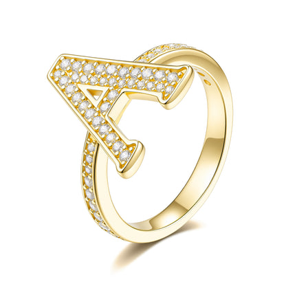 925 Silver 26-Letter Initial Ring | Moissanite or CZ