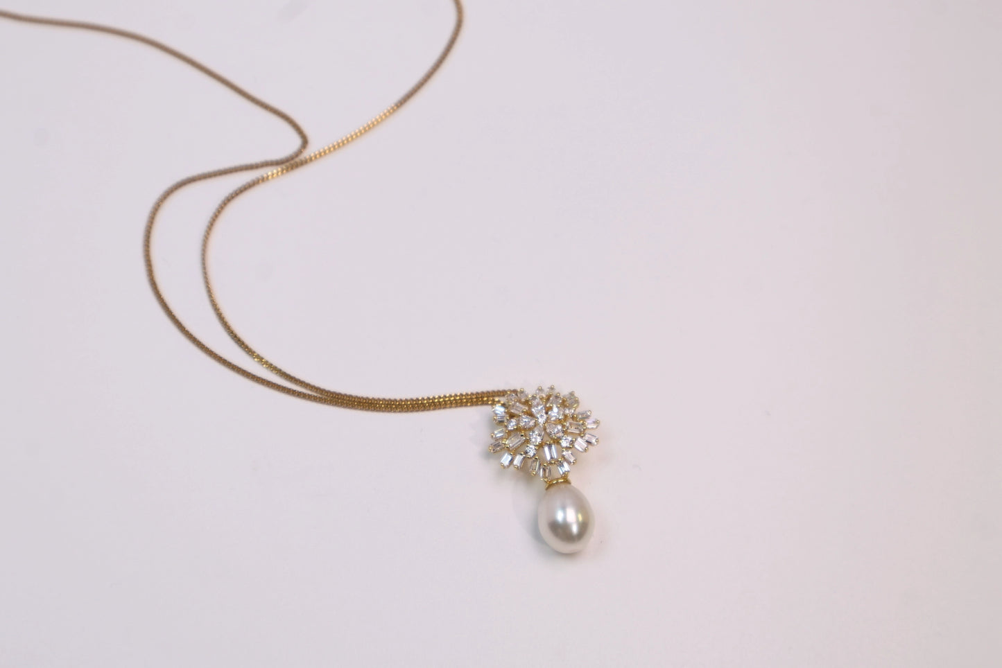 Snowflake Pearl Pendant Necklace 925 Sterling Silve