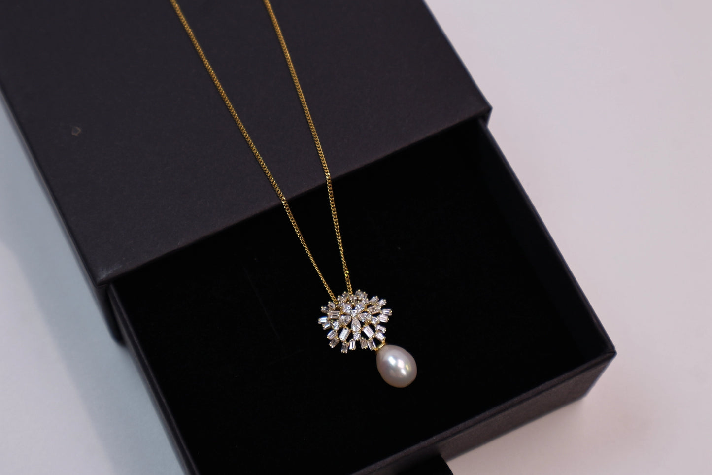 Snowflake Pearl Pendant Necklace 925 Sterling Silve