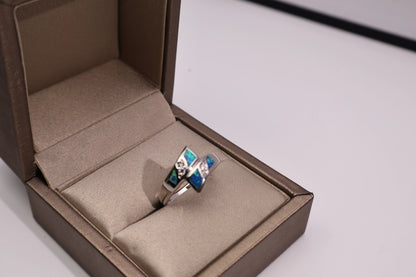 Synthetic Opal Open Band Ring