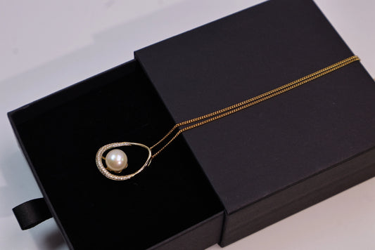 Freshwater Pearl Open Drop Necklace 925 Silver CZ Accents Wholesale View 2