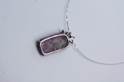 Handcrafted Natural Ruby Slab Necklace in Oxidized 925 Silver