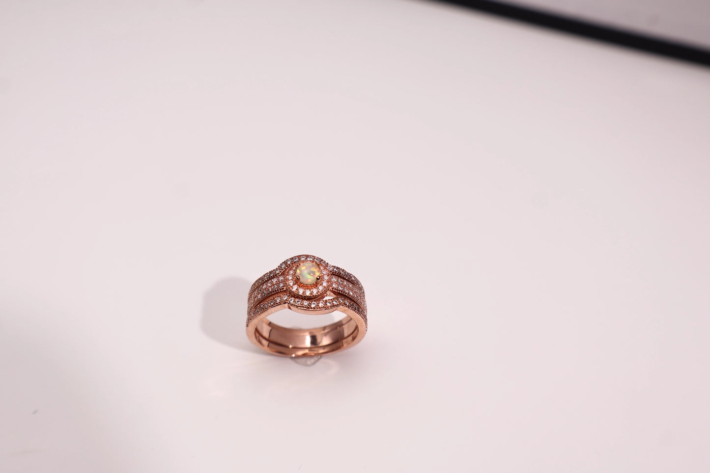 Three Piece Synthetic Opal Ring Set