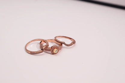 Three Piece Synthetic Opal Ring Set