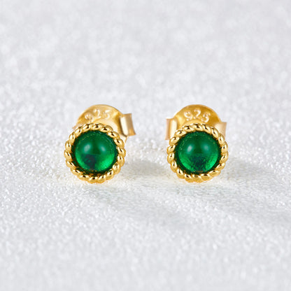 Emerald Green Small Stud Earrings