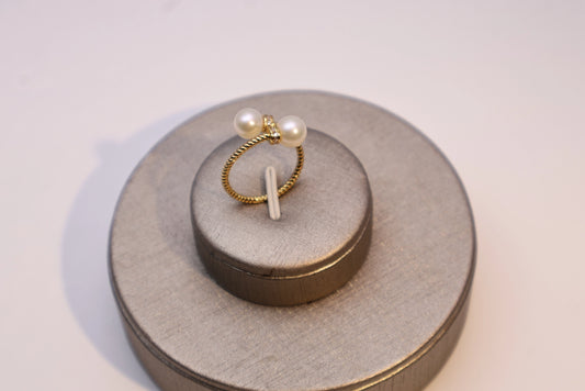 925 Silver Twist Pearl Ring Dainty Open Band Wholesale View 2
