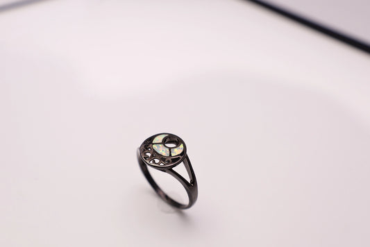 Gunmetal Opal Ring Vintage Scrollwork Color Shift Wholesale View 2