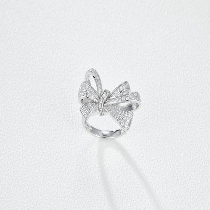 Dainty bow ring CZ detail gold plated manufacturer