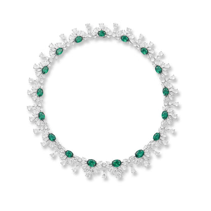 Wholesale Petal Green Gemstone Necklace