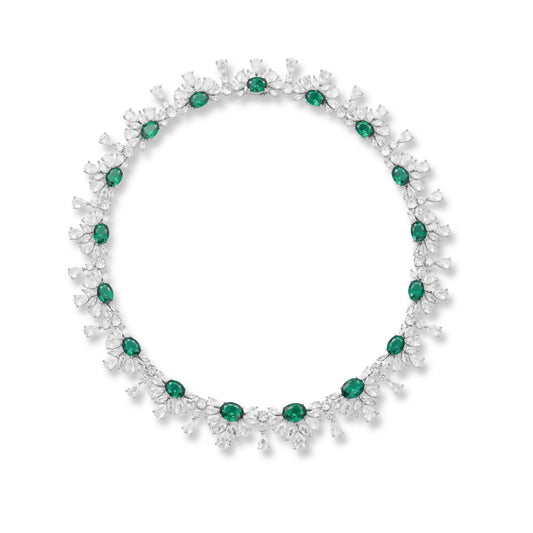Wholesale Petal Green Gemstone Necklace