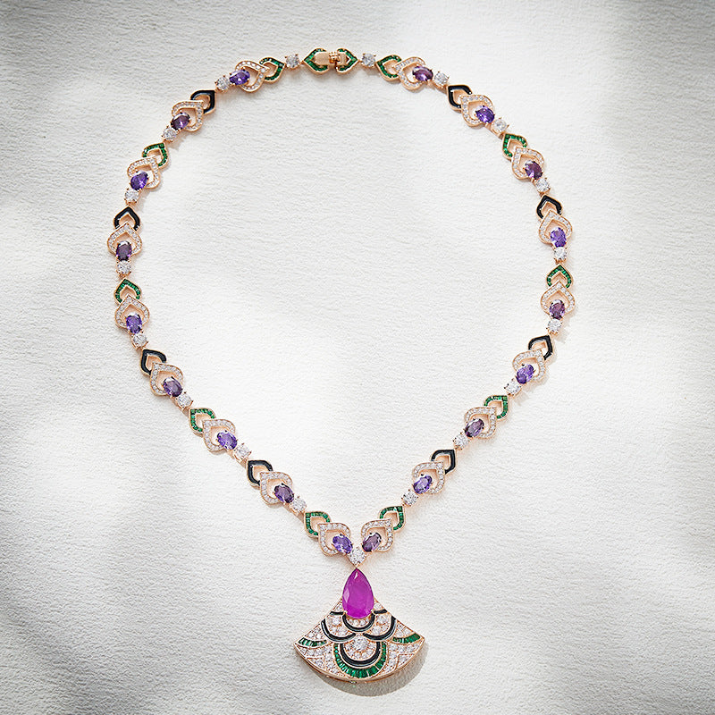 Wholesale  violet fan necklace