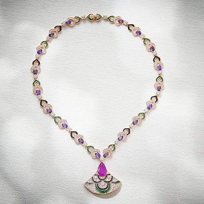 Wholesale  violet fan necklace