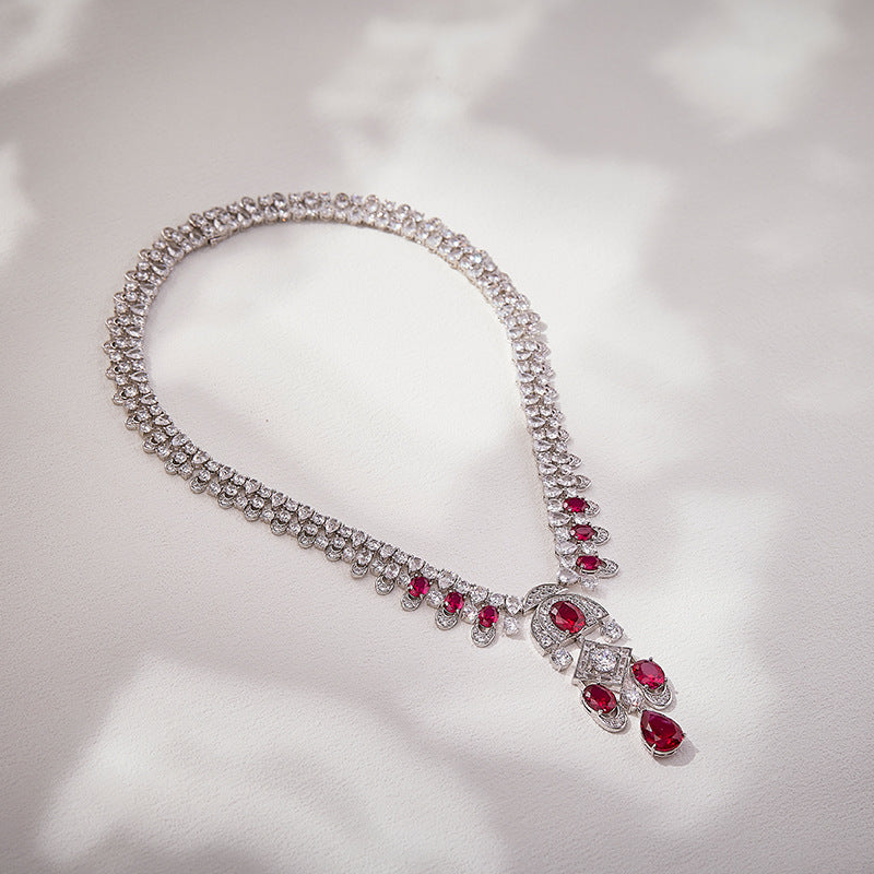 Wholesale Red Bead Lotus Necklace