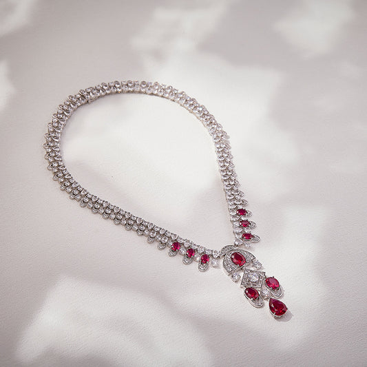 Wholesale Red Bead Lotus Necklace