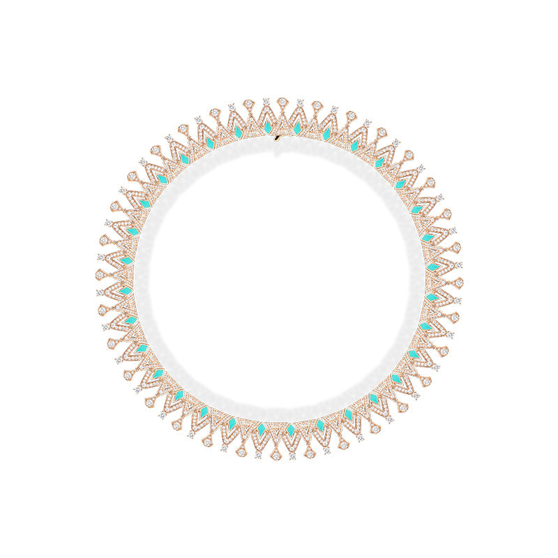 Wholesale Diamond-shaped enamel openwork choker necklace - 18K Gold Plated Factory Price