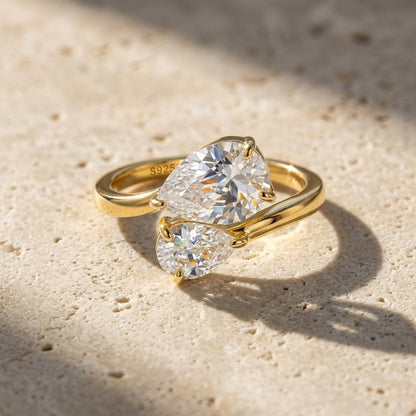 925 Silver Fashion Pear Ring | Moissanite or CZ