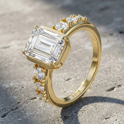 925 Silver Light Luxury 3CT Emerald Ring | Moissanite or CZ