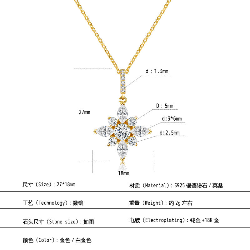 925 Silver Niche Snowflake Necklace | Moissanite or CZ | Wholesale