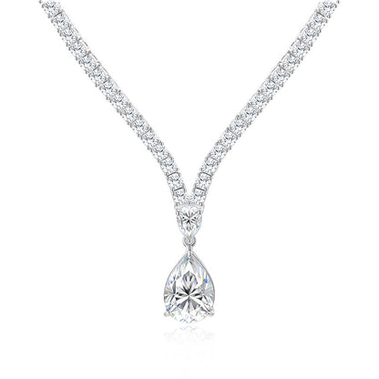 925 Silver Luxury 6CT Tear Drop Necklace | Moissanite or CZ | Wholesale