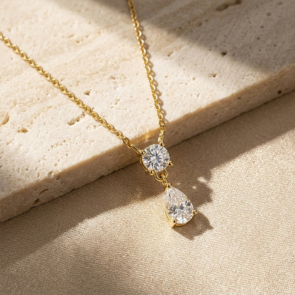 925 Silver Niche Tear Drop Necklace | Moissanite or CZ | Wholesale