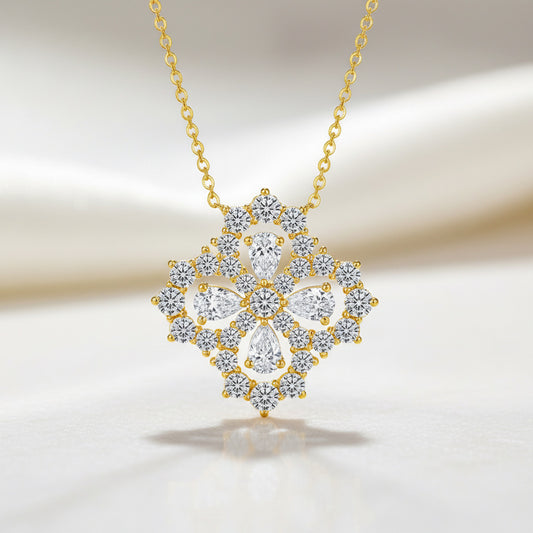 925 Silver Niche Flower Necklace | Moissanite or CZ | Wholesale