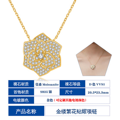925 Silver Ins Style Flower Necklace | Moissanite or CZ | Wholesale
