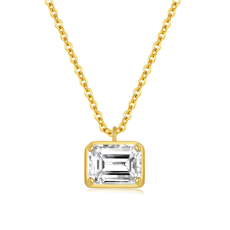 925 Silver Niche Square Necklace | Moissanite or CZ | Wholesale