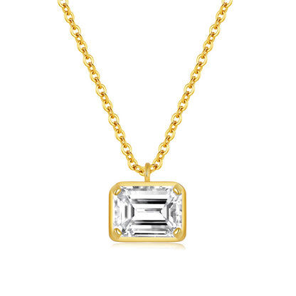 925 Silver Niche Square Necklace | Moissanite or CZ | Wholesale