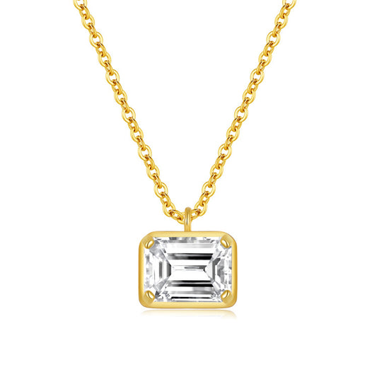 925 Silver Niche Square Necklace | Moissanite or CZ | Wholesale