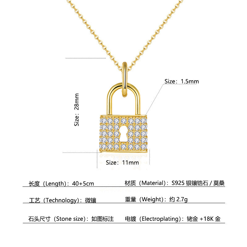 925 Silver Micro-Inlaid Love Lock Necklace | Moissanite or CZ | Wholesale