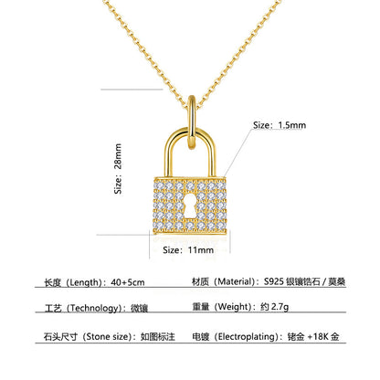 925 Silver Micro-Inlaid Love Lock Necklace | Moissanite or CZ | Wholesale