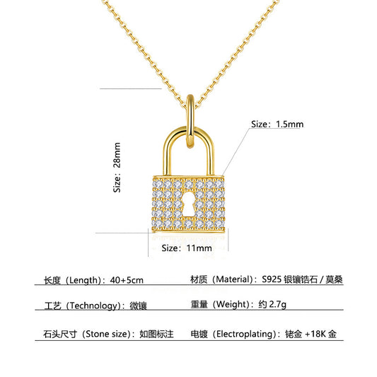 925 Silver Micro-Inlaid Love Lock Necklace | Moissanite or CZ | Wholesale