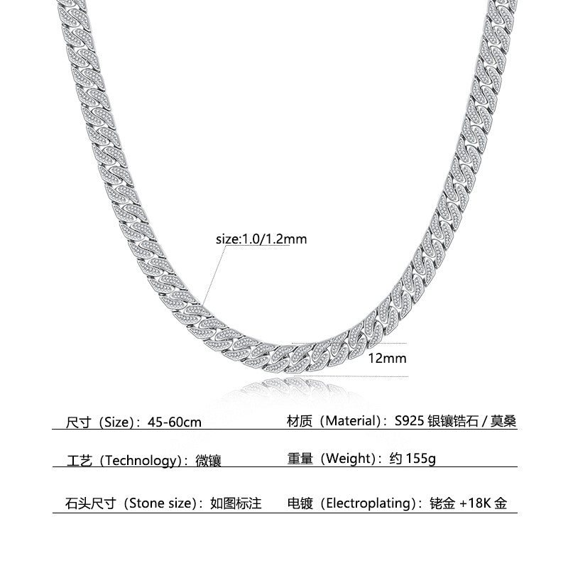 925 Silver Fashion Cuban Necklace | Moissanite or CZ | Wholesale